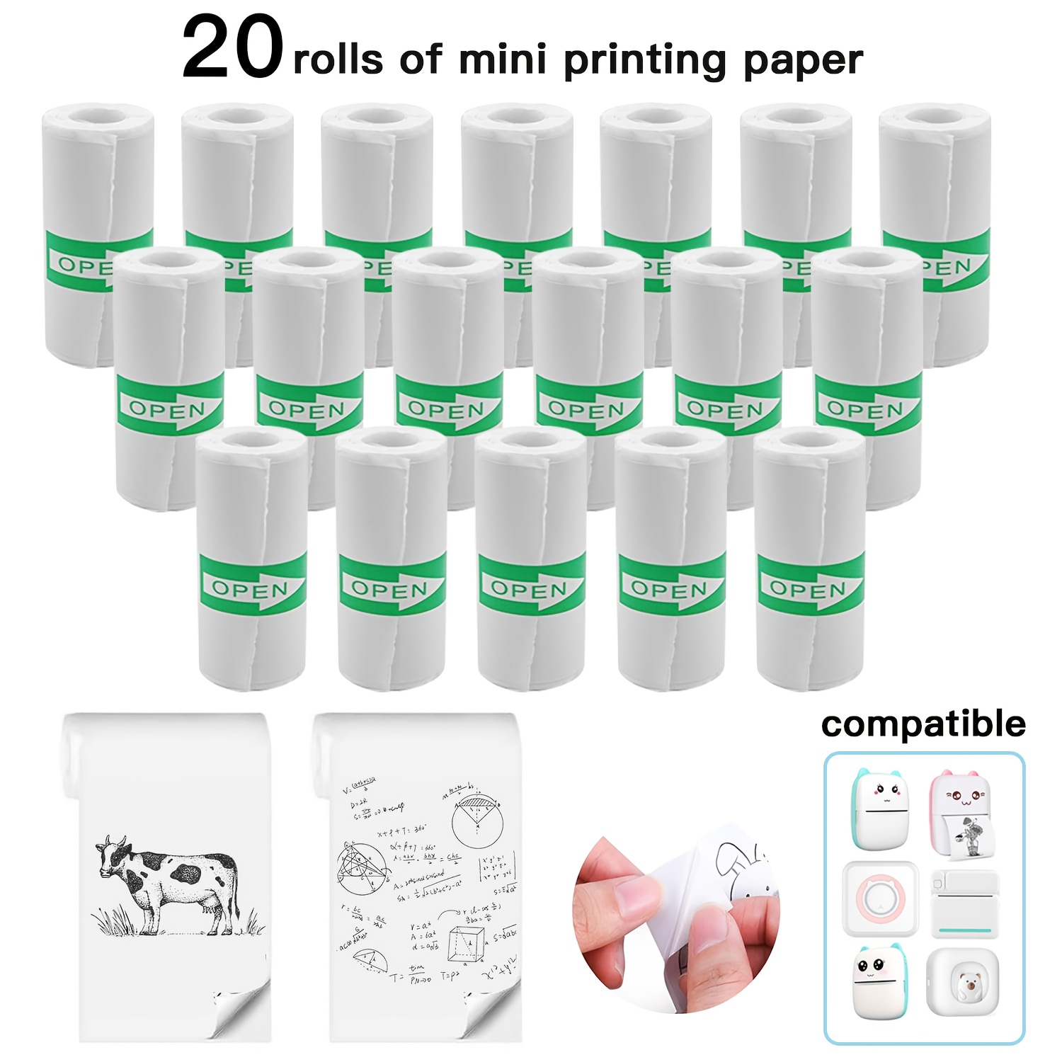 Heat Transfer Vinyl Roll - 5-10-20 рулонов мини-бумаги для печати, термобумага
